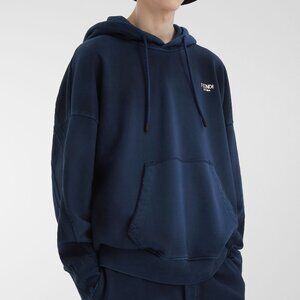FENDI Men's logo-lettering hoodie in Navy Blue, Size XL, New with Tag